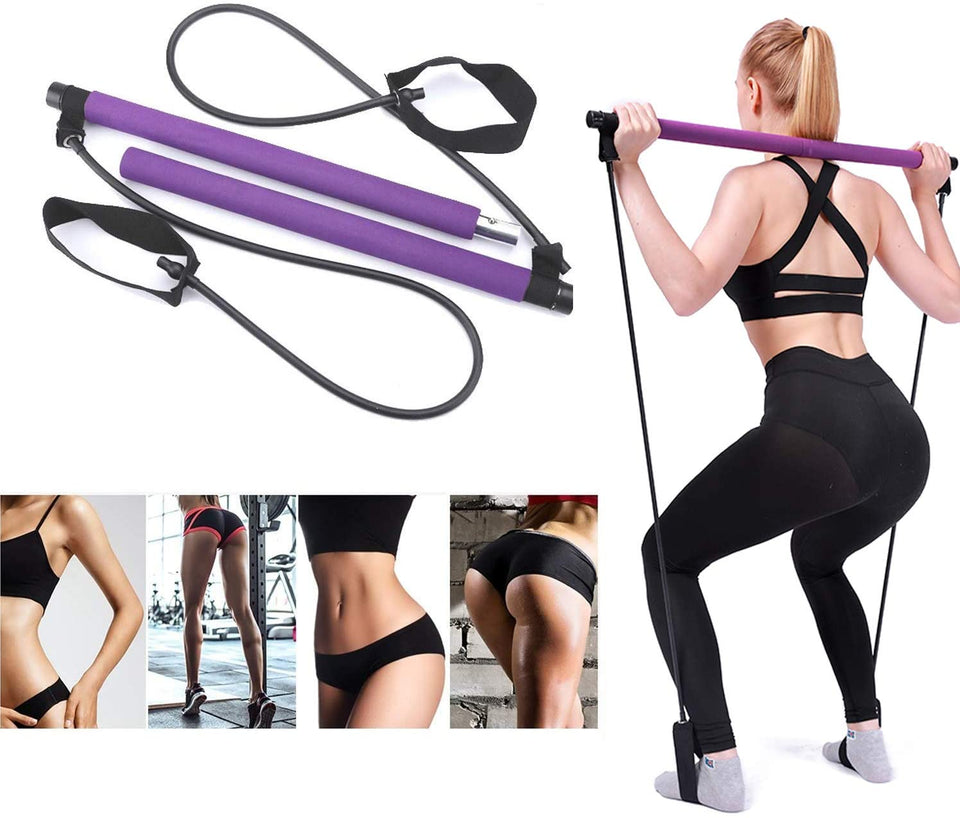 Exercise Resistance Band Yoga Stick Pilates Stick Portable Fitness