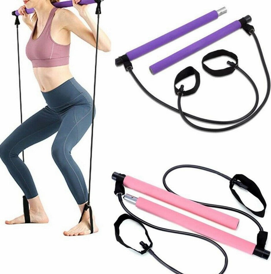 Exercise Resistance Band Yoga Stick Pilates Stick Portable Fitness